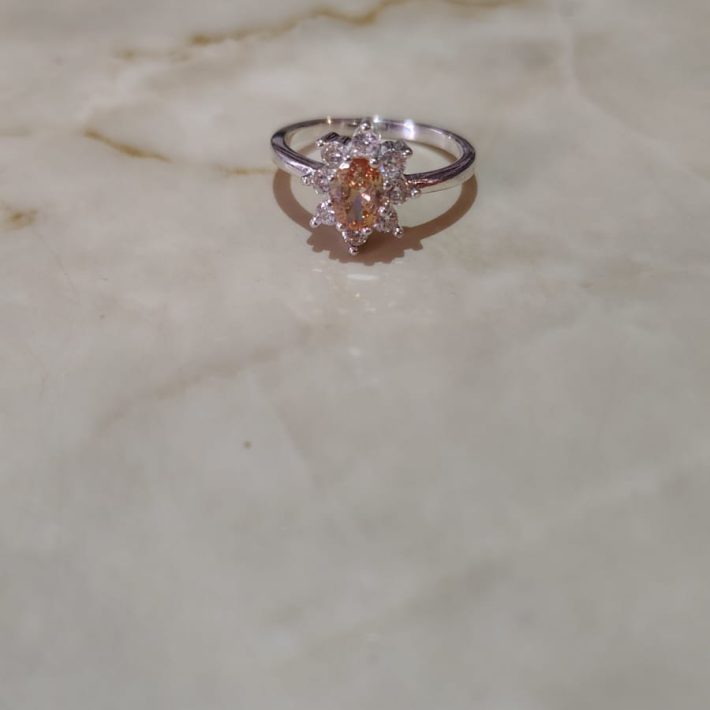 Anillo Plata 925 Circón Topacio Naranjo