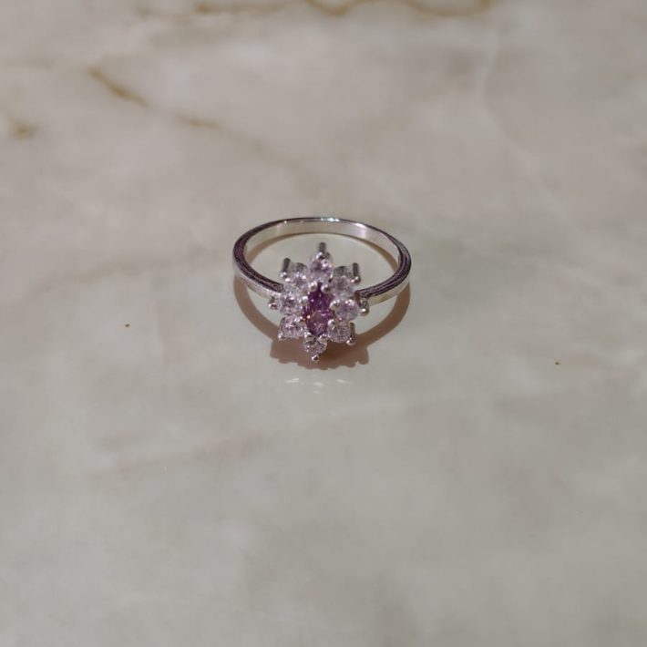 Anillo Plata 925 Circón Floral