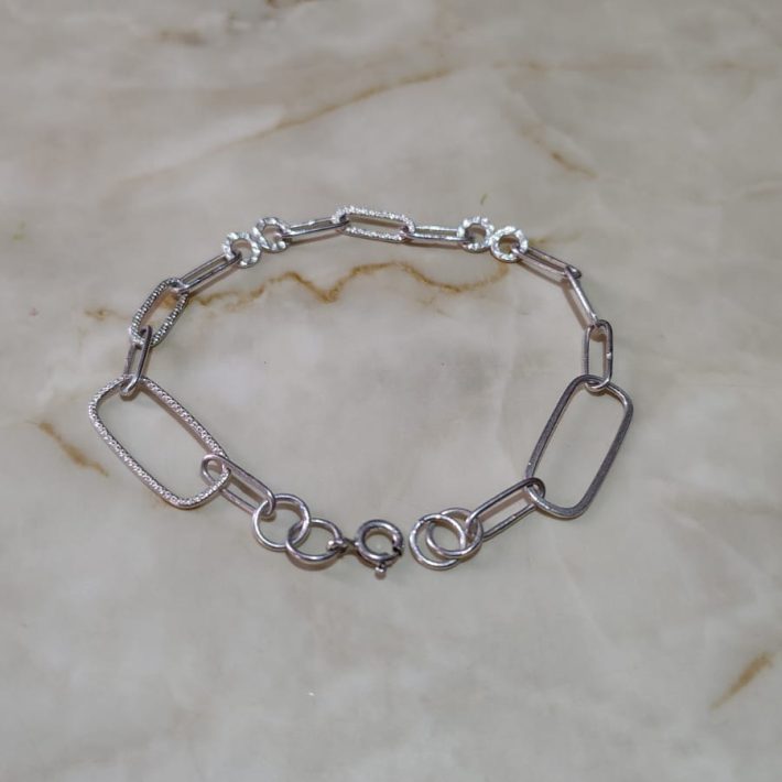 Pulsera Plata 925 Cadena Eslabón Clip