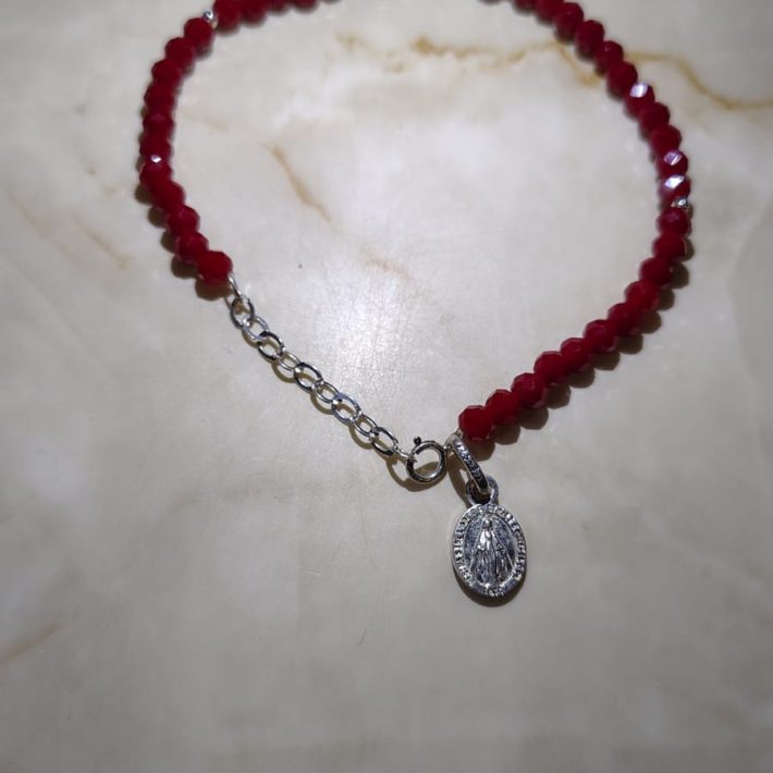 Pulsera Plata 925 Cristal Rojo